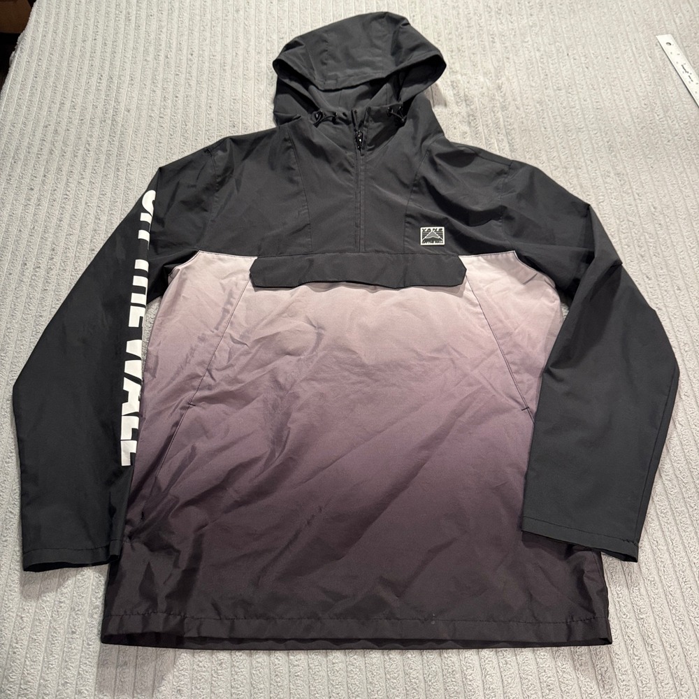 Vans Anorak Jacket Mens M Black Gray Performance Off The Wall Gradient Skate